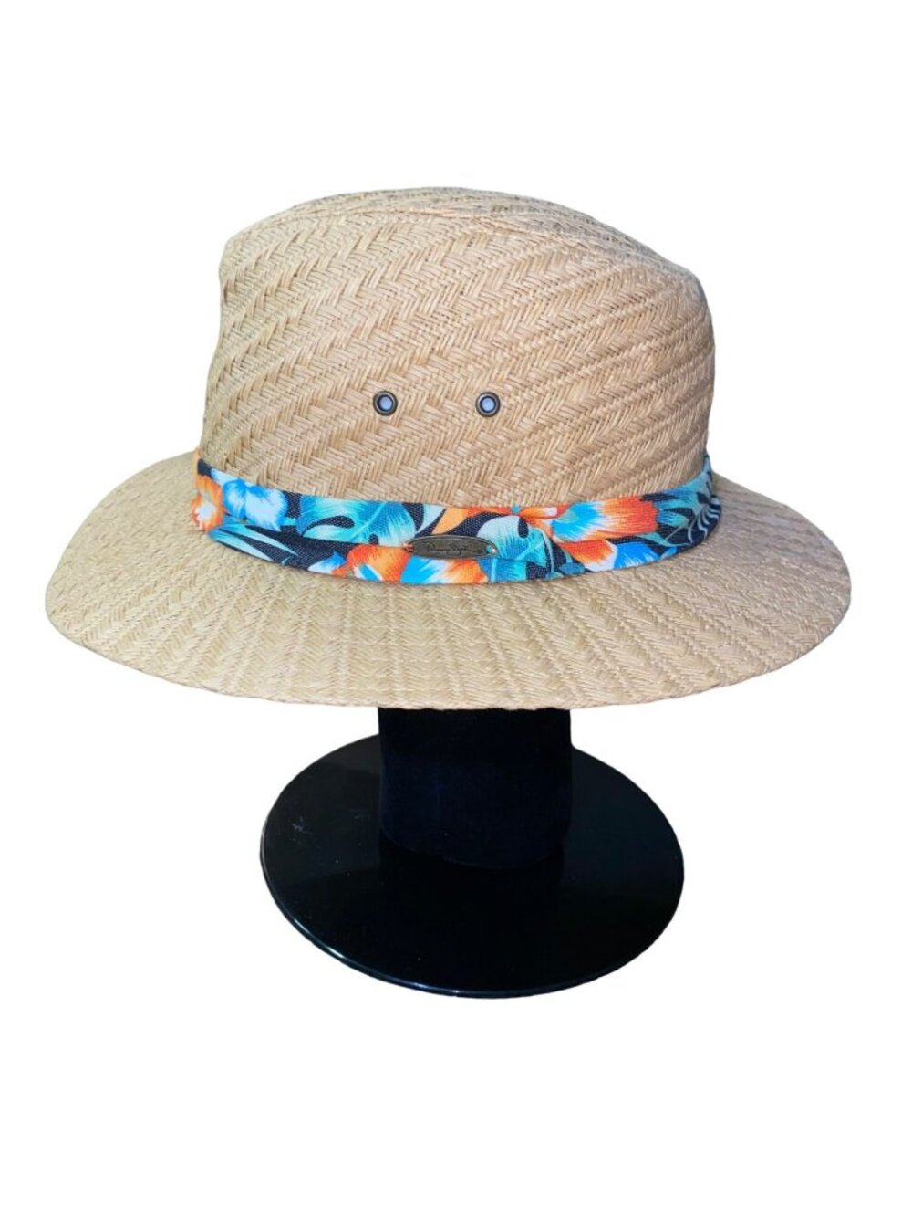 Panama Jack Toyo Straw Safari Sun Hat Tropical Band Mens M Used